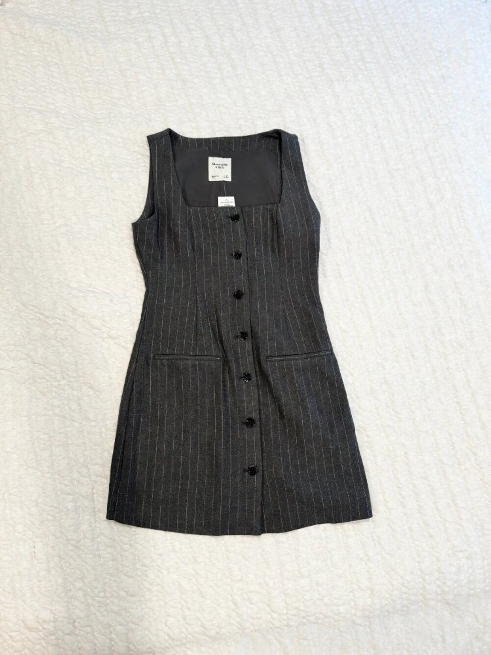 Abercrombie & Fitch Pinstripe Button Front Mini Dress Gray Size S